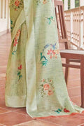 Cotton - Linen Saree Fern Green Cotton - Linen Saree saree online