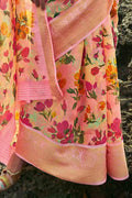 Cotton - Linen Saree Floral Print Cotton - Linen Saree saree online