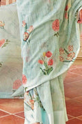 Cotton - Linen Saree Moss Green Cotton - Linen Saree saree online