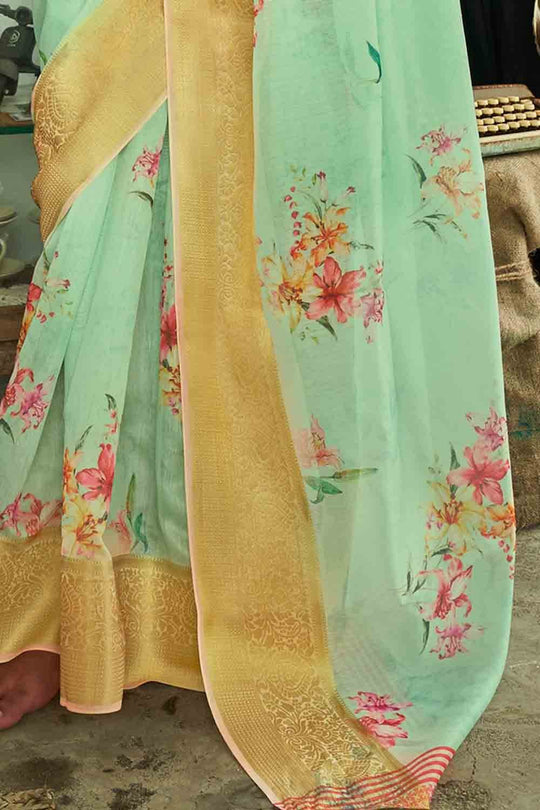 Cotton - Linen Saree Moss Green Cotton - Linen Saree saree online