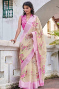 Cotton - Linen Saree Off White Cotton - Linen Saree saree online