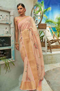 Cotton - Linen Saree Orange Sherbet Cotton - Linen Saree saree online