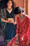 Cotton - Linen Saree Oxford Blue Zari Woven Cotton Linen Saree saree online