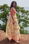 Cotton - Linen Saree Peach Yellow Cotton - Linen Saree saree online