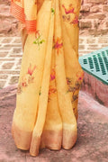 linen saree yellow 