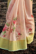 Cotton - Linen Saree Pink Lace Cotton - Linen Saree saree online