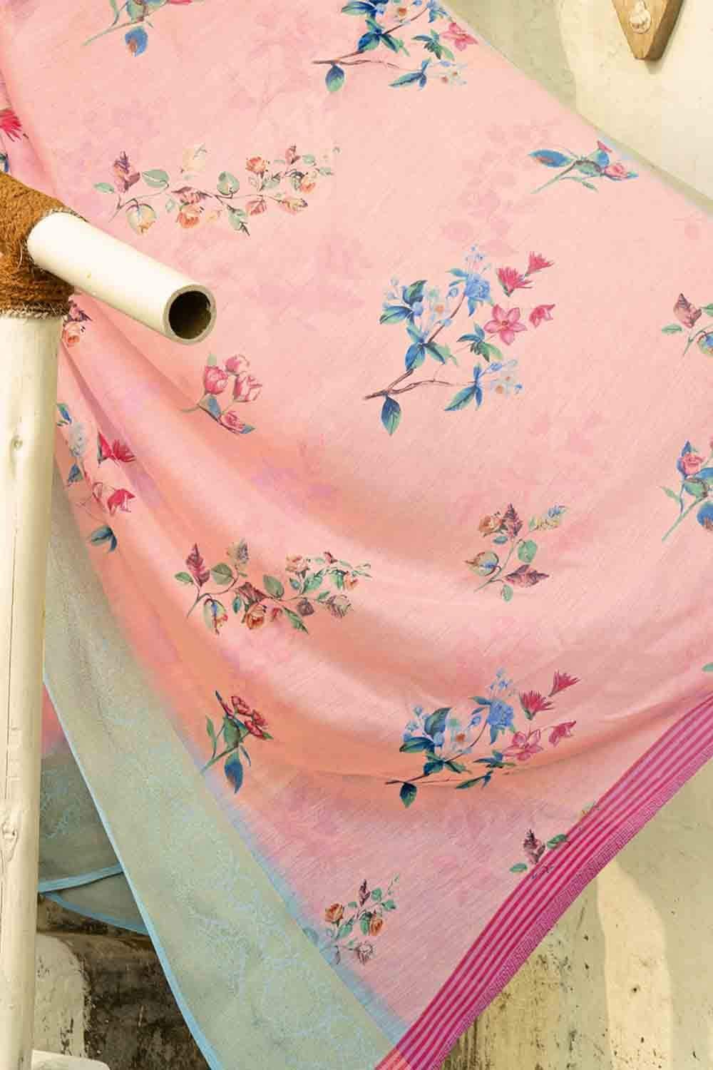 Cotton - Linen Saree Powder Pink Cotton - Linen Saree saree online