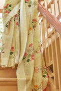 Cotton - Linen Saree Sage Green Cotton - Linen Saree saree online
