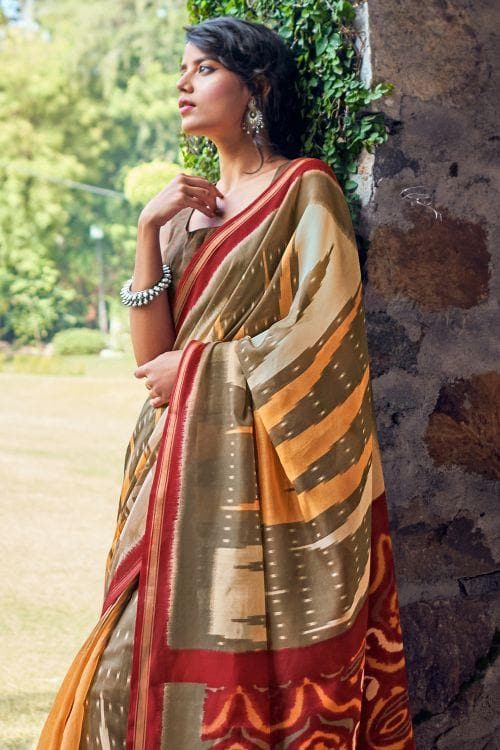 Cotton Linen Saree Walnut Brown Zari Woven Cotton Linen Saree saree online