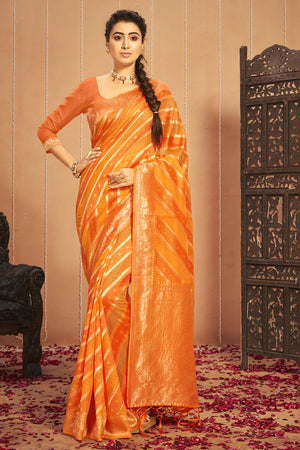 orange cotton saree