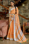 orange cotton saree