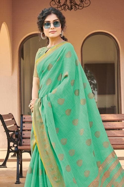 Cotton Saree Aqua Green Cotton Saree saree online