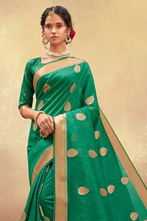 green cotton saree