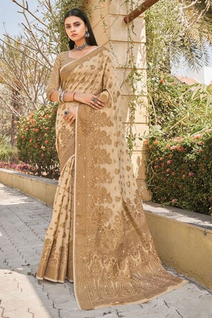 Beige Cotton Saree