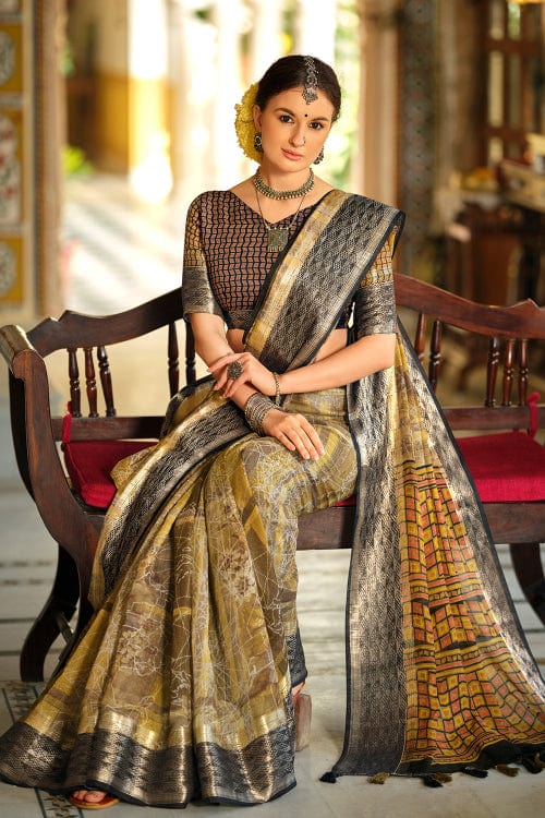 beige cotton saree