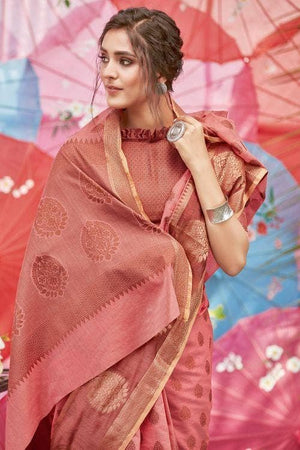 Blush Pink Chanderi Cotton Saree