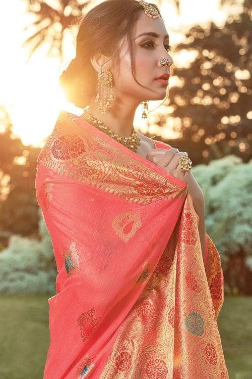 pink cotton saree