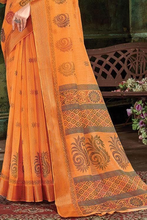 Brown and White Orissa Cotton Saree – Kanishka's Kolkata