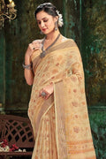 cream cotton saree