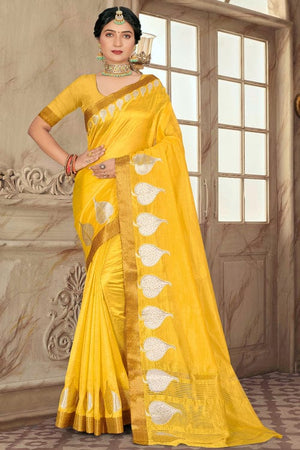 Bumblebee Yellow Cotton Saree