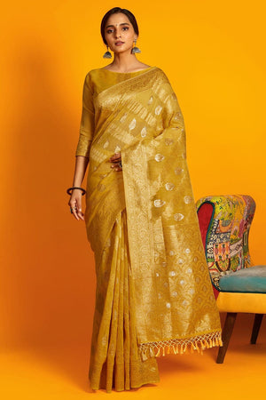 Canary Yellow Cotton Saree