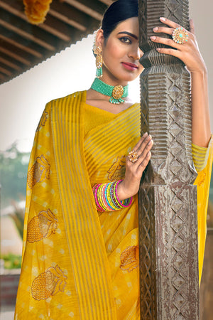 yellow cotton saree