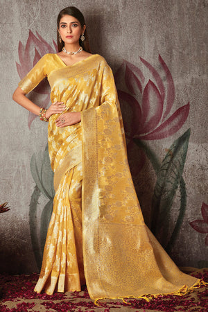 Canary Yellow Cotton Saree