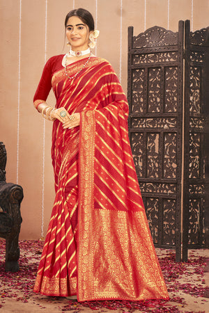 Candy Apple Red Cotton Saree