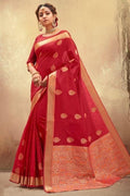 Cardinal Red Cotton Saree