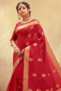 Cardinal Red Cotton Saree