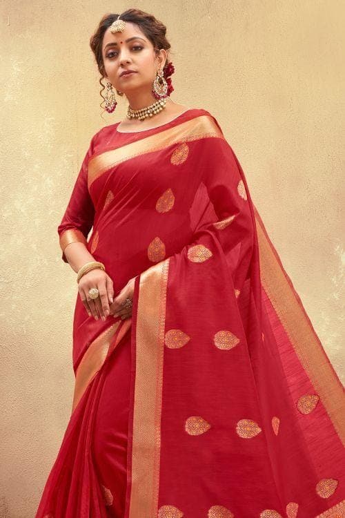 Cardinal Red Cotton Saree
