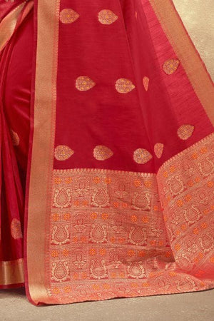 Cardinal Red Cotton Saree