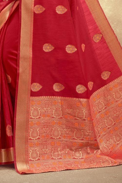 Cardinal Red Cotton Saree