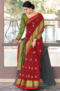 Carmine Maroon Cotton Saree