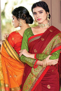 Carmine Maroon Cotton Saree