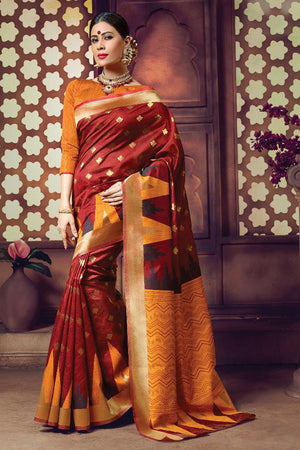 Carmine Maroon Cotton Saree