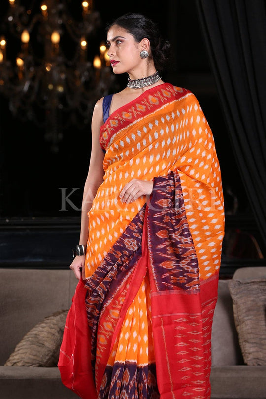 Cotton Saree Carrot Orange Cotton Saree saree online