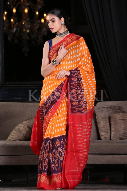 Cotton Saree Carrot Orange Cotton Saree saree online