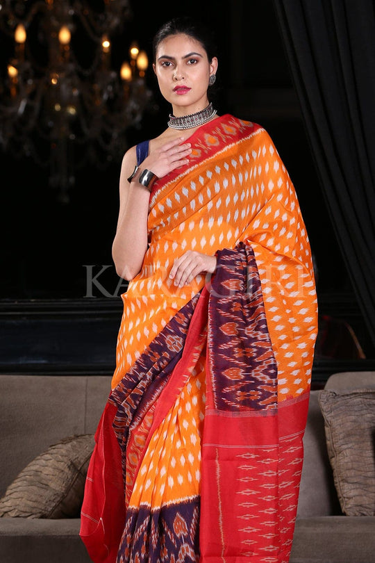 Cotton Saree Carrot Orange Cotton Saree saree online