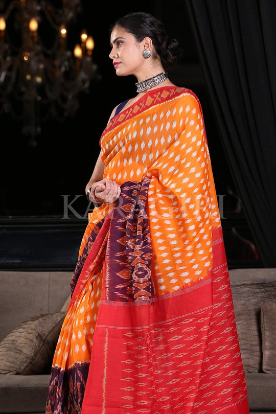 Cotton Saree Carrot Orange Cotton Saree saree online