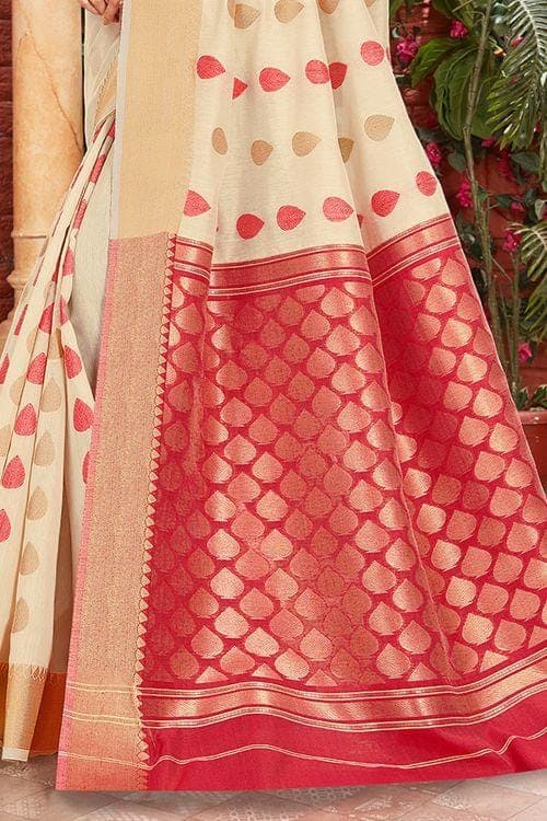white red cotton saree 