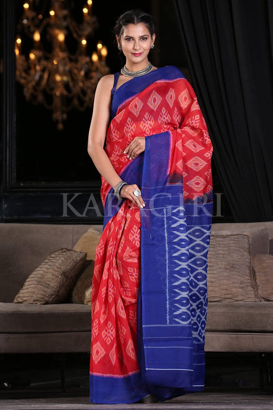 Cotton Saree Cherry Red Cotton Saree saree online