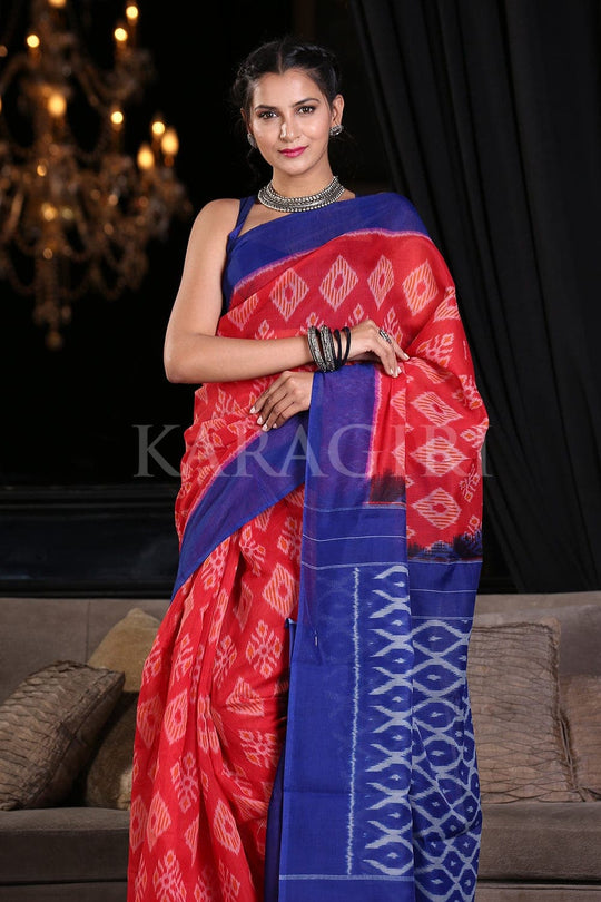 Cotton Saree Cherry Red Cotton Saree saree online