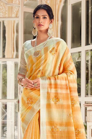 Chrome Yellow Cotton Saree
