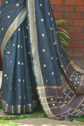 Cotton Saree Cobalt Blue Cotton Saree saree online