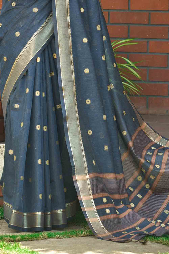 Cotton Saree Cobalt Blue Cotton Saree saree online