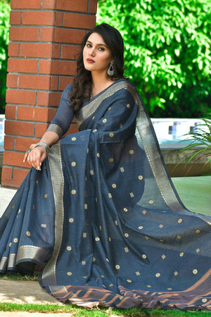 Cotton Saree Cobalt Blue Cotton Saree saree online