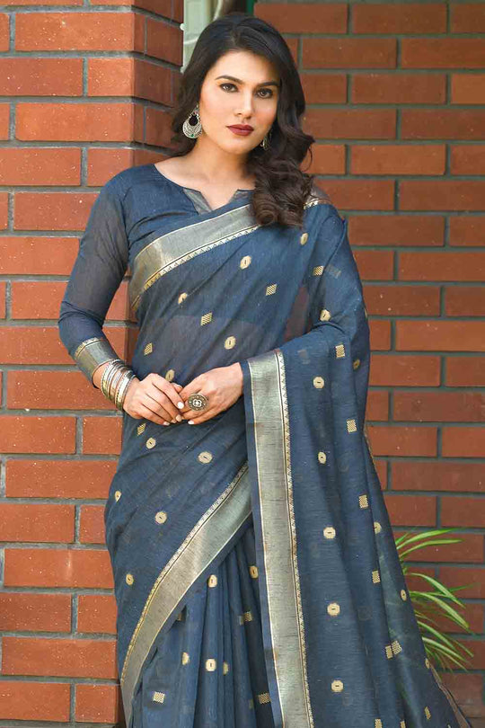 Cotton Saree Cobalt Blue Cotton Saree saree online