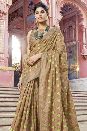 brown cotton saree