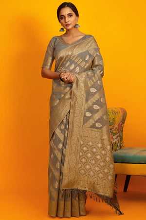Coin Grey Cotton Saree